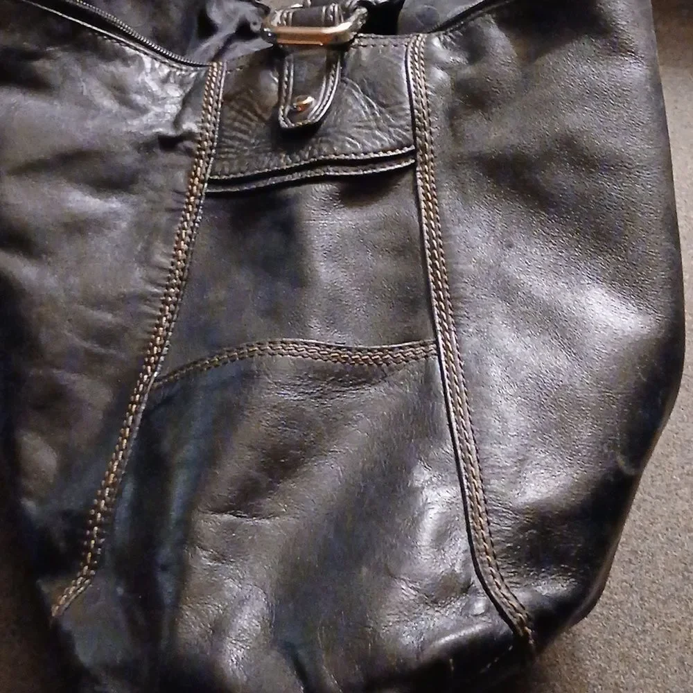 Fossil Black Leather Large Tote Style Bag / Purse